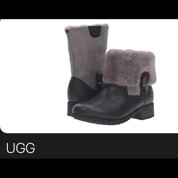 ♥️Ugg gray and black suede and shearling Sz 7 boots. Can be worn up or down - Picture 3 of 9